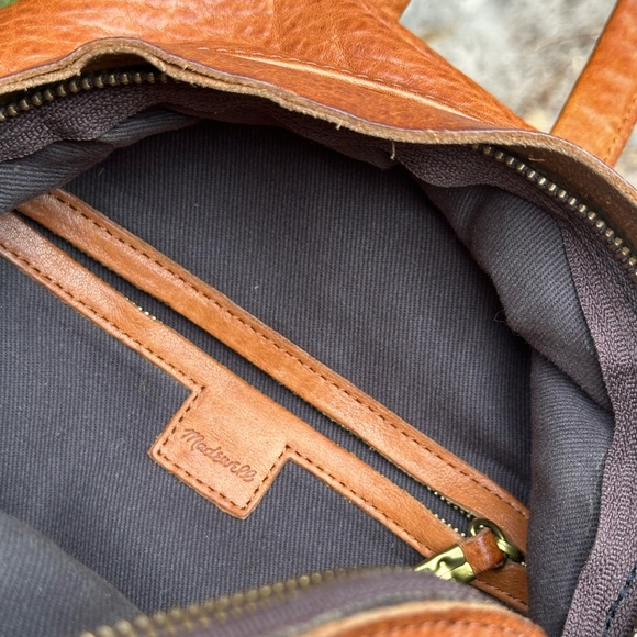 Dark tan leather Madewell mini backpack - Picture 4 of 7